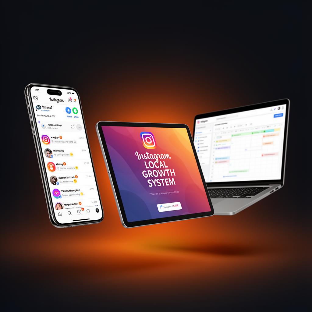 Instagram Local Growth System — sistema completo su smartphone, tablet e laptop